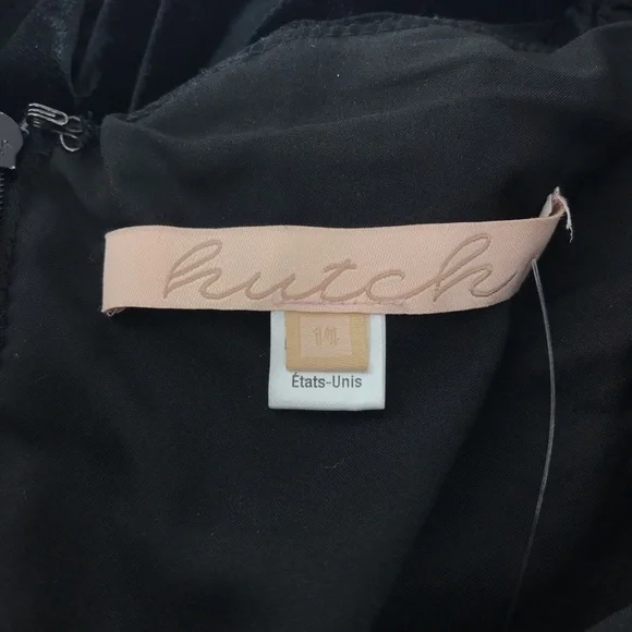 Anthropologie Hutch Black Ruched Puff Off Shoulder Sleeve Mini Dress Size 14 NWT - Picture 8 of 10